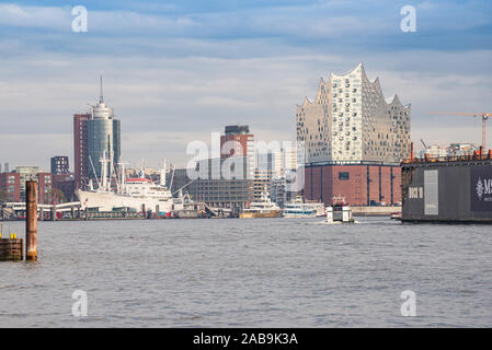 Hamburg, Germany - November 09, 2019. Building of Elbe Philharmonic Hall 'Elbphilharmonie' in Hafencity Stock Photo