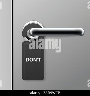 Don't disturb sign - hotel door hanger on doorknob - modern door handle in motel Stock Vector