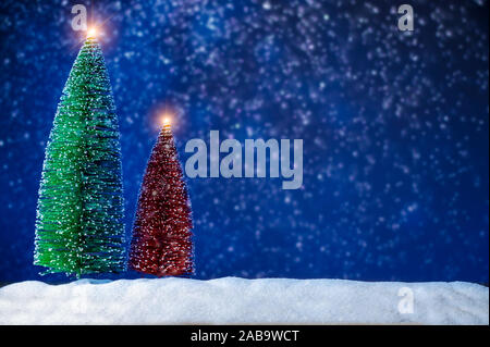 Merry christmas and happy new year greeting background. Christmas Lantern On Snow With Fir Stock Photo