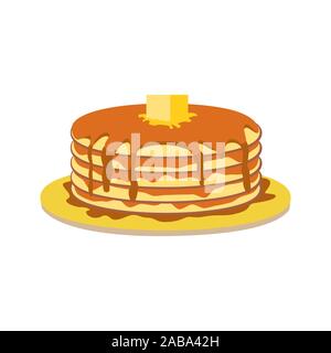 Pancakes with Butter and Syrup flat vector icon Stock Vector
