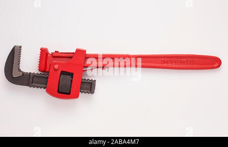 adjustable Spanner or Monkey wrench  on a white background Stock Photo