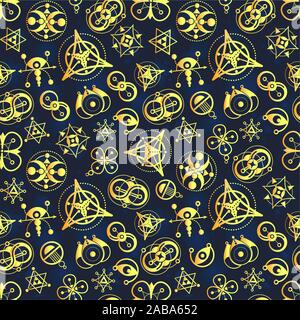 background with abstract figures seamless pattern. fantastic background for science or astrology Stock Vector