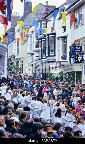 The Children's Dance, Helston floral dance. Cornwall. England. UK. Circa 1991 Stock Photo