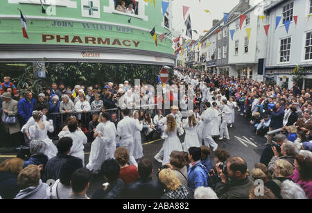 The Childrens Dance at the Helston floral dance day. Cornwall. England. UK. Circa 1991 Stock Photo