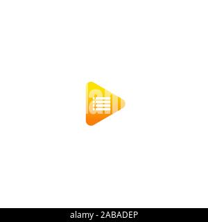 Vector play icon. Video application icon design template. Music player. Line art. Paper origami collection. Application icon design for phone. Materia Stock Photo