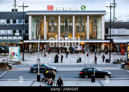 Station forecourt at Dortmund Central Station in the morning Stock Photo