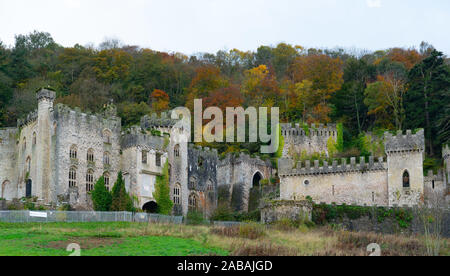 The derelict Gwrych Castle, near, Abergele, in County Conwy. Taken in November 2019. Stock Photo