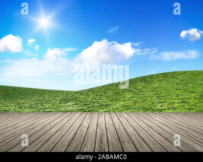 Sicht von einem Bootssteg aus auf eine schoene Naturlandschaft Stock Photo