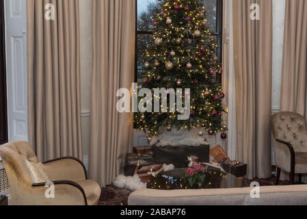 Christmas presents under TREE Stock Photo