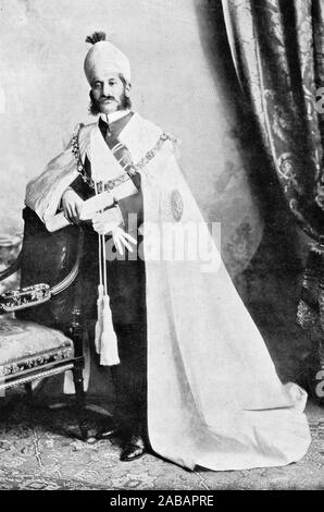 Halftone portrait of His Highness, Asaf Jah VI Mir Mahboob Ali Khan Siddiqi Bayafandi GCB GCSI (1866 – 1911) 6th Nizam of Hyderabad. He ruled Hyderabad state, one of the Princely states in India between 1869 and 1911. Stock Photo