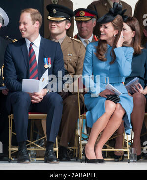 The Duke and Duchess of Cambridge attending the Commemoration of the 70th anniversary of the Normandy landings at Gold Beach in Arromanches in Normandy. June 6th 2014. Stock Photo