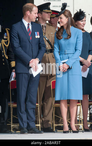 The Duke and Duchess of Cambridge attending the Commemoration of the 70th anniversary of the Normandy landings at Gold Beach in Arromanches in Normandy. June 6th 2014. Stock Photo