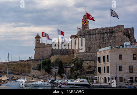 Fort Saint Michael against cloudy sky in Senglea, Malta Stock Photo