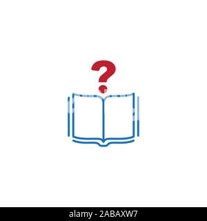 question mark and book icon color Stock Vector