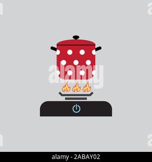 pan on the stove icon Stock Vector