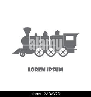 Train retro steam locomotive, old vintage style, vector icon, emblem banner Stock Vector