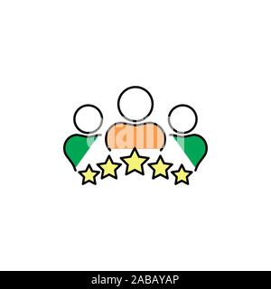 business client vector icon, people group with 5 stars color sign Stock Vector
