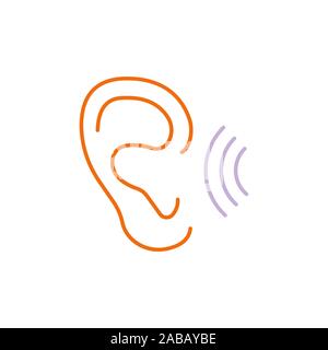 ear vector  line icon color. hearing Stock Vector