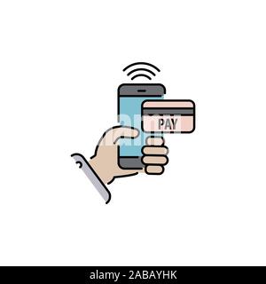 Payment with smartphone color vector icon, online mobile payment sign, symbol Stock Vector