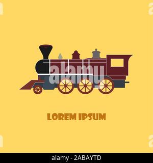 Train retro steam locomotive, old vintage style, vector icon, emblem banner Stock Vector