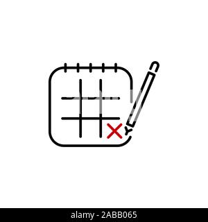 Calendar, pencil, marking day line, linear icon vector Stock Vector
