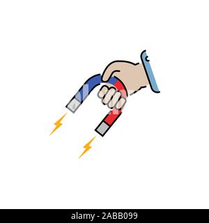 magnet in hand vector color icon Stock Vector
