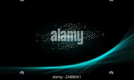 abstract vector background. wave lines and lines connecting points. design technology Stock Vector