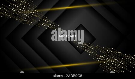 black abstract vector background. connected lines and dots on gradient black background . design technology Stock Vector