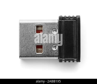Top view of wireless Wi Fi USB adapter isolated on white Stock Photo