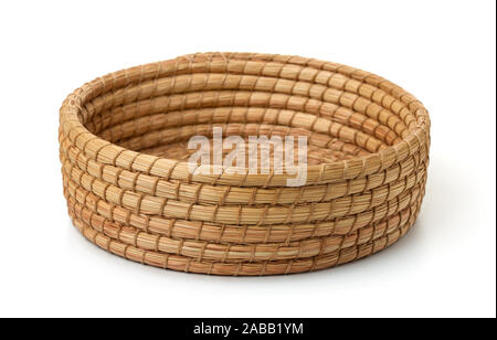 empty wicker basket tray with dividers isolated on white Stock Photo - Alamy