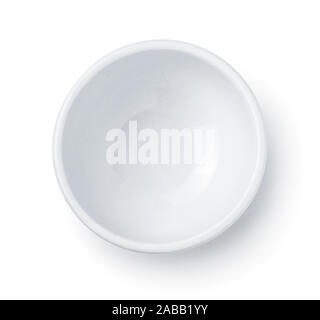 Top view of white empty ceramic dip bowl isolated on white Stock Photo