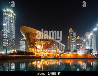 Exterior view of new Dubai Opera House in Downtown Dubai, UAE, United Arab Emirates. Stock Photo