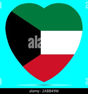 Kuwait Flag In Heart Shape Vector illustration Eps 10. Stock Vector