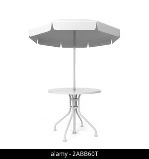 Garden umbrella with table. 3d illustration isolated on white background Stock Photo