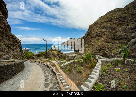 Playa De Caleta the north-eastern part of La Gomera island. Favorite vacation spot of local residents of Hermigua and Santa Catalina as well as touris Stock Photo