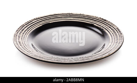 Side view ceramic plate for dessert dishes isolated on white background Stock Photo