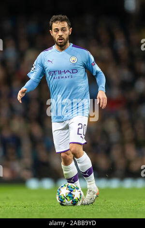 Manchester, UK. 26th Nov, 2019. Bernardo Silva of Manchester City during the UEFA Champions League Group C match between Manchester City and Shakhtar Donetsk at the Etihad Stadium on November 26th 2019 in Manchester, England. (Photo by Daniel Chesterton/phcimages.com) Credit: PHC Images/Alamy Live News Stock Photo