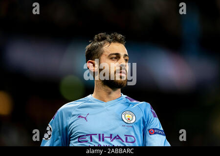 Manchester, UK. 26th Nov, 2019. Bernardo Silva of Manchester City during the UEFA Champions League Group C match between Manchester City and Shakhtar Donetsk at the Etihad Stadium on November 26th 2019 in Manchester, England. (Photo by Daniel Chesterton/phcimages.com) Credit: PHC Images/Alamy Live News Stock Photo