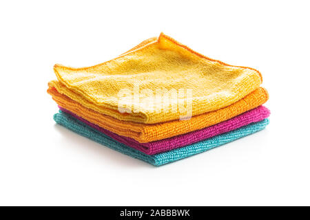 Microfiber cleaning towels isolated on white background. Stock Photo