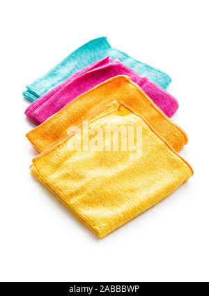Microfiber cleaning towels isolated on white background. Stock Photo