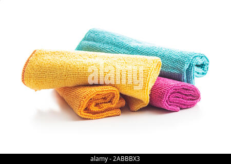 Microfiber cleaning towels isolated on white background. Stock Photo