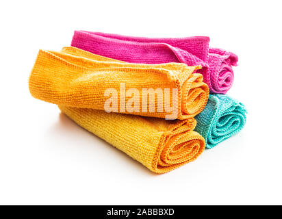Microfiber cleaning towels isolated on white background. Stock Photo