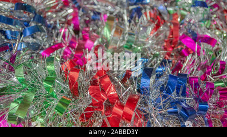 Multicolored tinsel Stock Photo