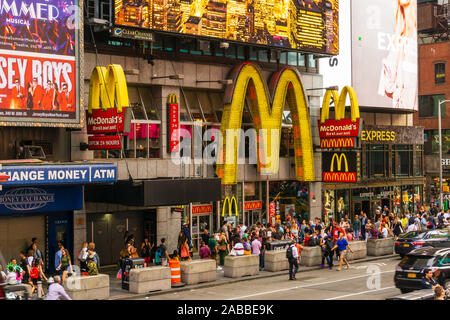 New York, USA - aug 20, 2018: Exterior of McDonald's Restaurant in Times Square, New York. Stock Photo