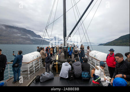 Picture by Tim Cuff - 9 October 2019 - TSS Earnslaw steamship, Lake Waktipu, Queenstown, New Zealand Stock Photo