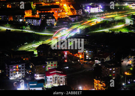 Thimphu City Night View Stock Photo