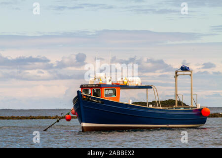 Farne Islands, UK - May 27, 2019: Tourist boats waiting, as tourists go bird watching during breeding period on May 27th, 2019 in Farne Islands, Unite Stock Photo
