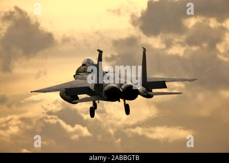 F-15E Strike Eagle US air Force fighter aircraft based in the UK at RAF Lakenheath Stock Photo