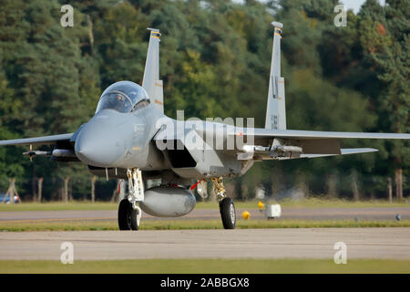 McDonnell Douglas Boeing F15D Eagle US Air Force 86-0182 493rd FS 48th FW US air Force fighter aircraft based in the UK at RAF Lakenheath Stock Photo