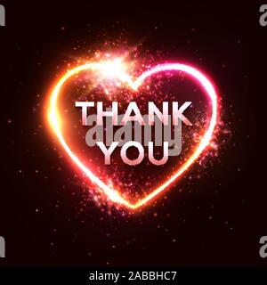 Thank you card. 3d realistic isolated neon sign. Stock Vector